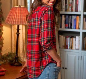 Frank & Eileen - Relaxed Plaid Button Up Shirt in Red Multi