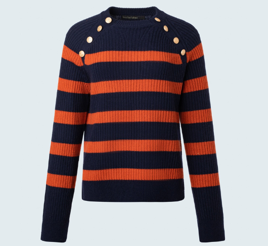 
            
                Load image into Gallery viewer, Iris Setlakwe - Boxy Sailor Stripe Sweater with Button Detail
            
        