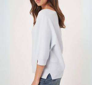 REPEAT Cashmere - Fine Knit Elbow Sleeve Cashmere Sweater in Wave