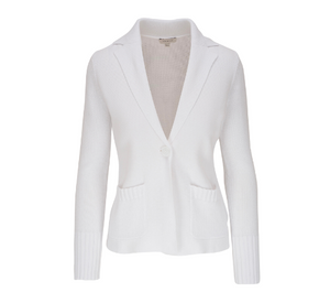 Kinross Cashmere - Garter and Rib Cardigan in Winter White