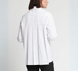 Hinson Wu - Sara 3/4 Sleeve Pleated Back Cotton Shirt in White