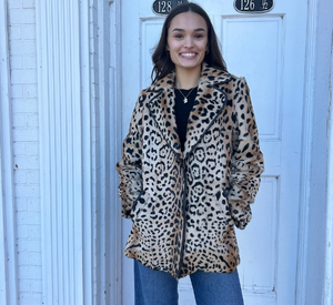 Peter Nathan Inc. - Leopard Print Kidskin Coat in Black and Camel