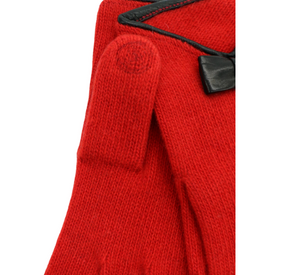 PORTOLANO - Cashmere Tech Gloves with Black Leather Bow in Red