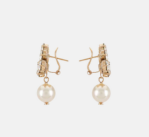 Anton Heunis - Crystal Cluster Pearl Drop Earrings in Gold