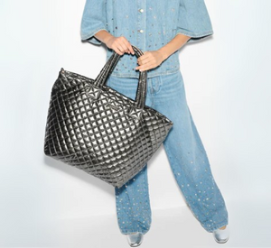 MZ Wallace - Large Metro Tote Deluxe in Pewter Metallic