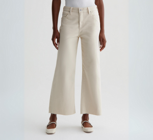 AG Jeans - Saige Wide Leg Raw Hem Crop Jean in Opal Stone