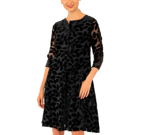Gretchen Scott - Ursula Dress in Black Luxe Leaf Velvet