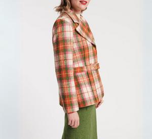 Frances Valentine - Bobby Wool Plaid Blazer in Pink and Green