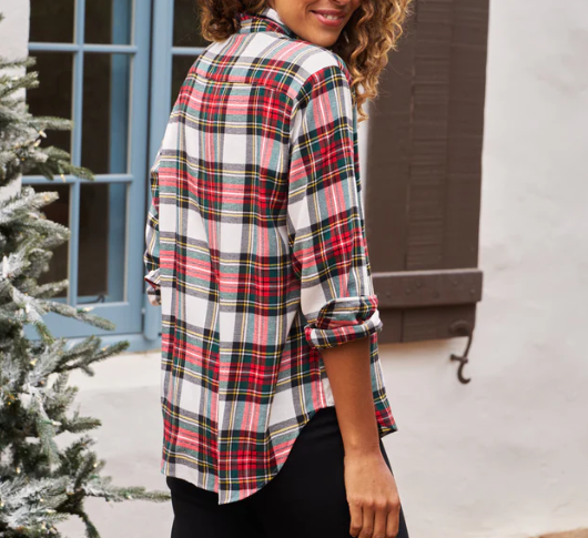 Frank & Eileen - Relaxed Plaid Button Up Shirt in White Multi