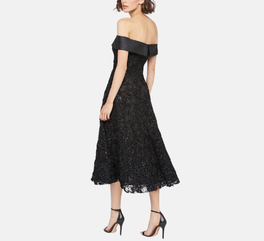 Theia - Roxy Off The Shoulder A-Line Dress in Black Sophia Lustig Theia - Roxy Off The Shoulder A-Line Dress in Black Sophia Lustig