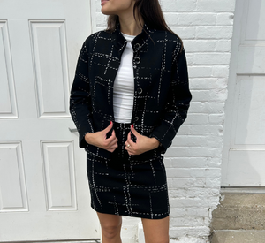 Elliott Lauren - Broken Plaid Short Jacket in Black and White