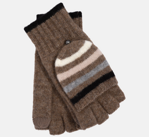 Echo - Stripe Pop Top Mitten in Pebble & Black