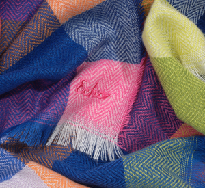 Echo - Sophie Plaid Herringbone Scarf in Pink Multi