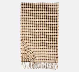 Echo - Basketweave Fringe Wrap in Tan & Black