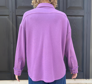 REPEAT Cashmere - Fleece Shacket in Violet