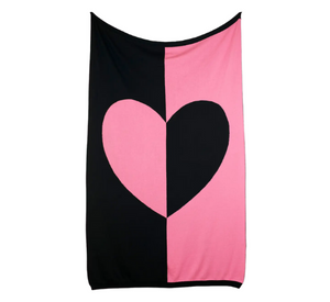 PINK LEMONADE - Hearty Heart Print Blanket Set in Black and Clutter Pink