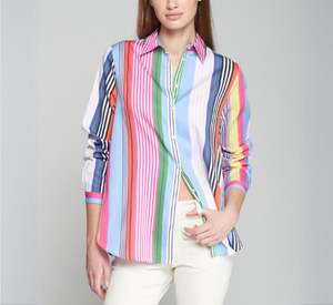 Vilagallo - Cotton Multi Color Stripe Blouse