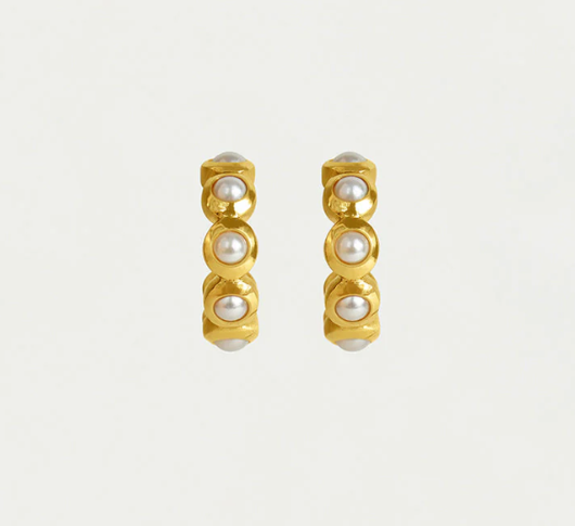 Dean Davidson Design - Eternity Huggie Hoops in Pearl and Gold