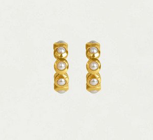 Dean Davidson Design - Eternity Huggie Hoops in Pearl and Gold