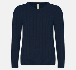 Skovhuus - Cotton Cable Knit Sweater in Navy