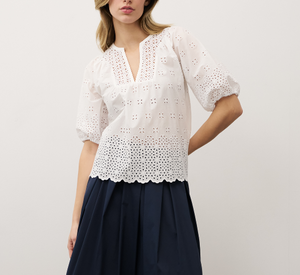 0039 Italy - Maybeline Eyelet Blouse in White