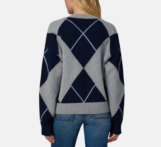 Joe's Jeans - Relaxed Fit Cardigan in Blue Argyle