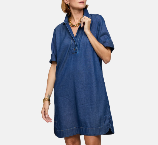Hinson Wu - Aileen Short Sleeve Denim Dress in Dark Wash