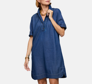 Hinson Wu - Aileen Short Sleeve Denim Dress in Dark Wash