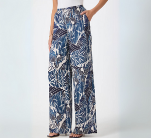 TRINA TURK - Tavia Satin Wide Leg Pant in Blue and Sand