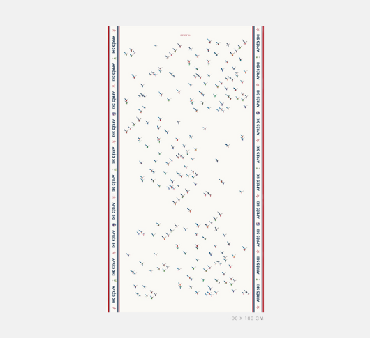 Vilagallo - Ski Print Scarf in Cream, Red, and Blue