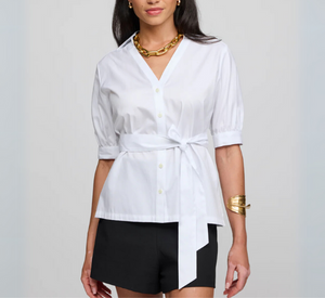 Hinson Wu - Elbow Sleeve Button Down Shirt in White