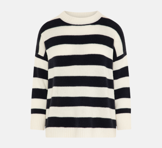 0039 Italy - Amadea Wide Striped Sweater in Navy and White