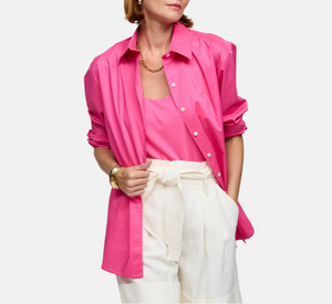 Hinson Wu - Oversized Long Sleeve Button-Up Shirt in Hot Pink