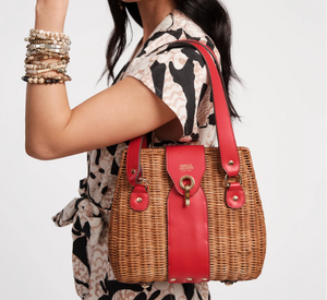 FRANCES VALENTINE - Gigi Handwoven Basket Bag in Toast Red