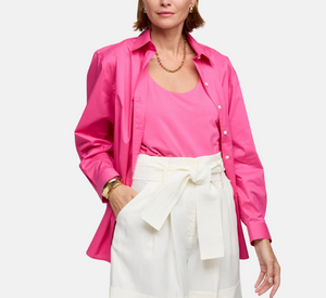 Hinson Wu - Oversized Long Sleeve Button-Up Shirt in Hot Pink