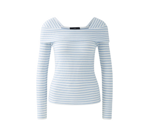 OUI - Pullover Sweater in Light Blue and White