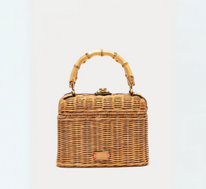 Frances Valentine - Hannah Lunchbox Wicker Toast Handbag in Natural