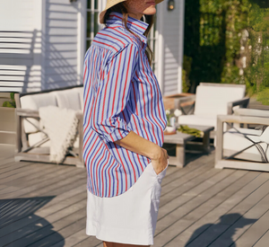 FRANK & EILEEN - Relaxed Button-Up with Stripes in Blue, Red, and Navy