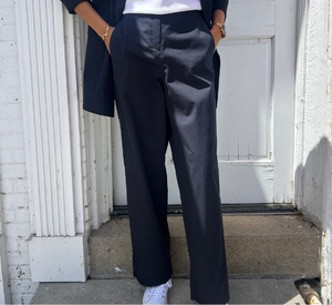 Peter O. Mahler - Full Length Cotton Stretch Pants in Black Navy