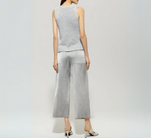 Luisa Cerano - Satin Straight Leg Pants in Grey