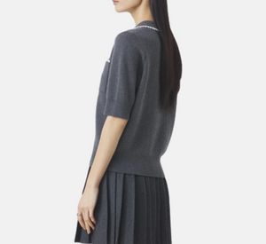 Suncoo - Polka Polo Knit Top in Carbon