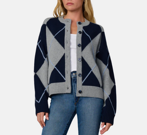 Joe's Jeans - Relaxed Fit Cardigan in Blue Argyle