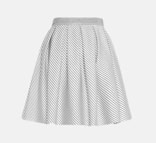 Theo - Echo Box Pleat Striped Short Skirt in Black and White