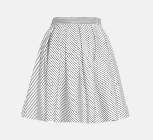Theo - Echo Box Pleat Striped Short Skirt in Black and White
