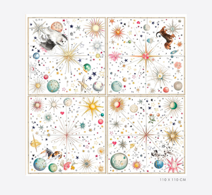 Vilagallo - Silk Scarf with Cosmic Print in Multi