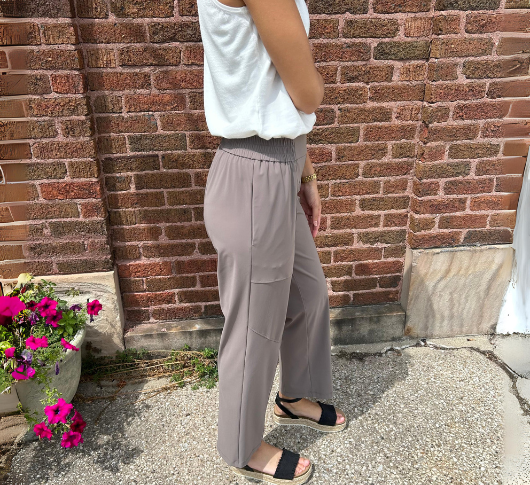 Elliott Lauren - Elastic Waist Tech Pant in Taupe