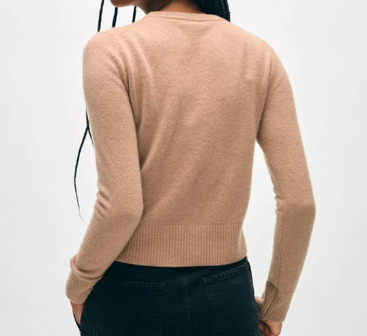 White + Warren - Cashmere Shrunken Crewneck in True Camel