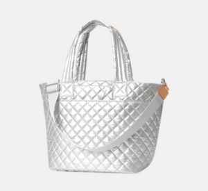 MZ Wallace - Medium Quilted Metro Tote Deluxe in Matte Silver