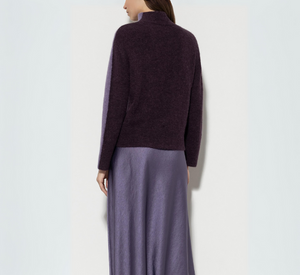 Luisa Cerano - Long Sleeve Bi-Color Mock Sweater in Purple and Burgundy