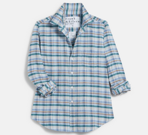 Frank & Eileen - Barry Plaid Tailored Flannel in Cream and Blue